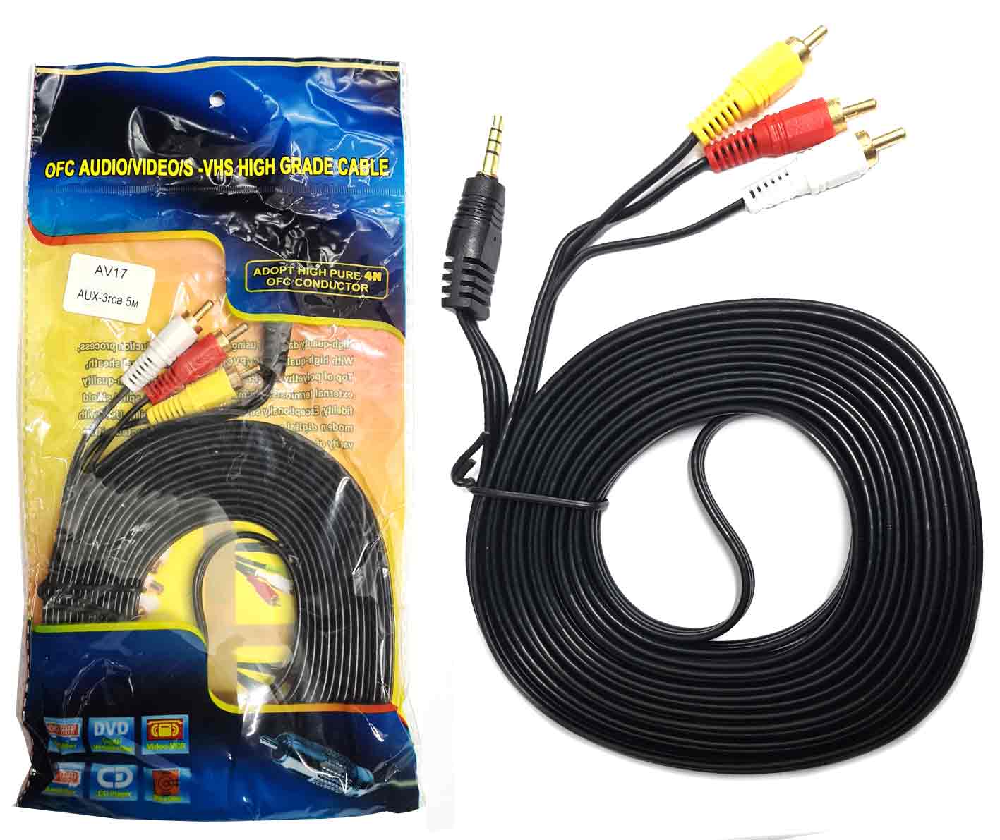 3.5дж_4pin_3RCA_5.0m_Gold_CHINA